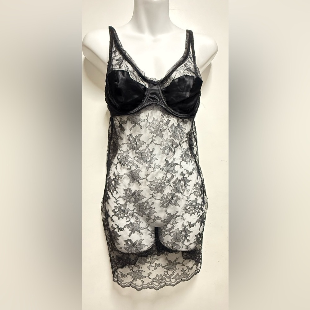 Victoria's Secret Black and White Lace Chemise